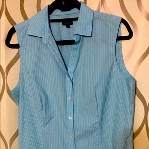 Talbots blue sleeveless blouse